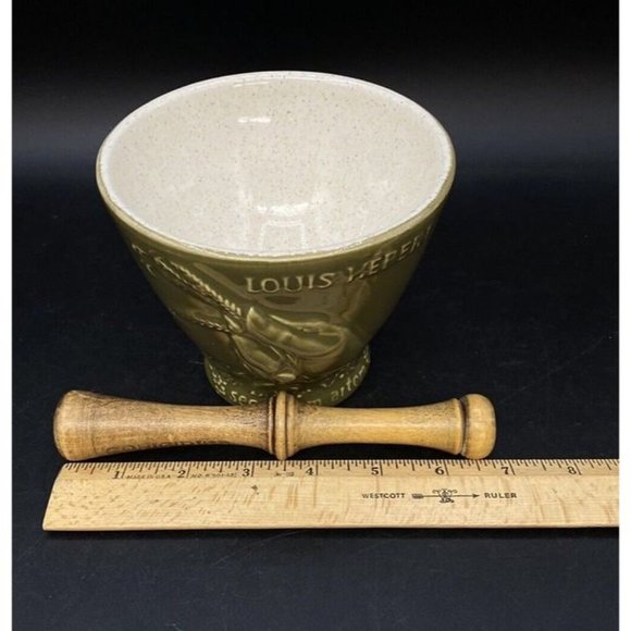 Schering Louis Hebert Ceramic Mortar & Wood Pestle Apothecary Pharmaceutical - Picture 11 of 11